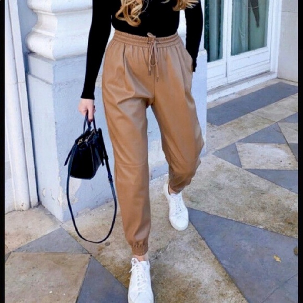 NWT ZARA FAUX LEATHER JOGGING TROUSERS XS